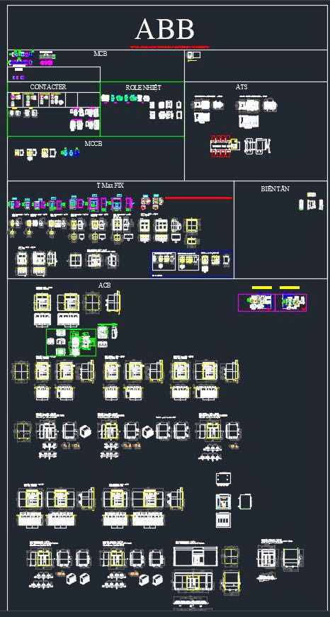 5. Thư Viện AutoCAD Thiết Bị  Hãng ABB -  MCB, MCCB NF, PLC FX, Biến Tần, Contactor