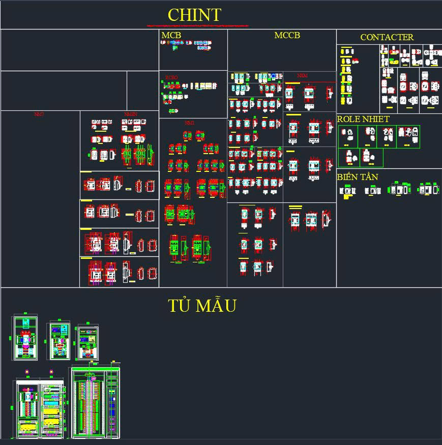9. Thư Viện AutoCAD Thiết Bị Điện Hãng CHINT- CB,RCBO,MCB,MCCB,CONTACTER,BIẾN TẦN,...