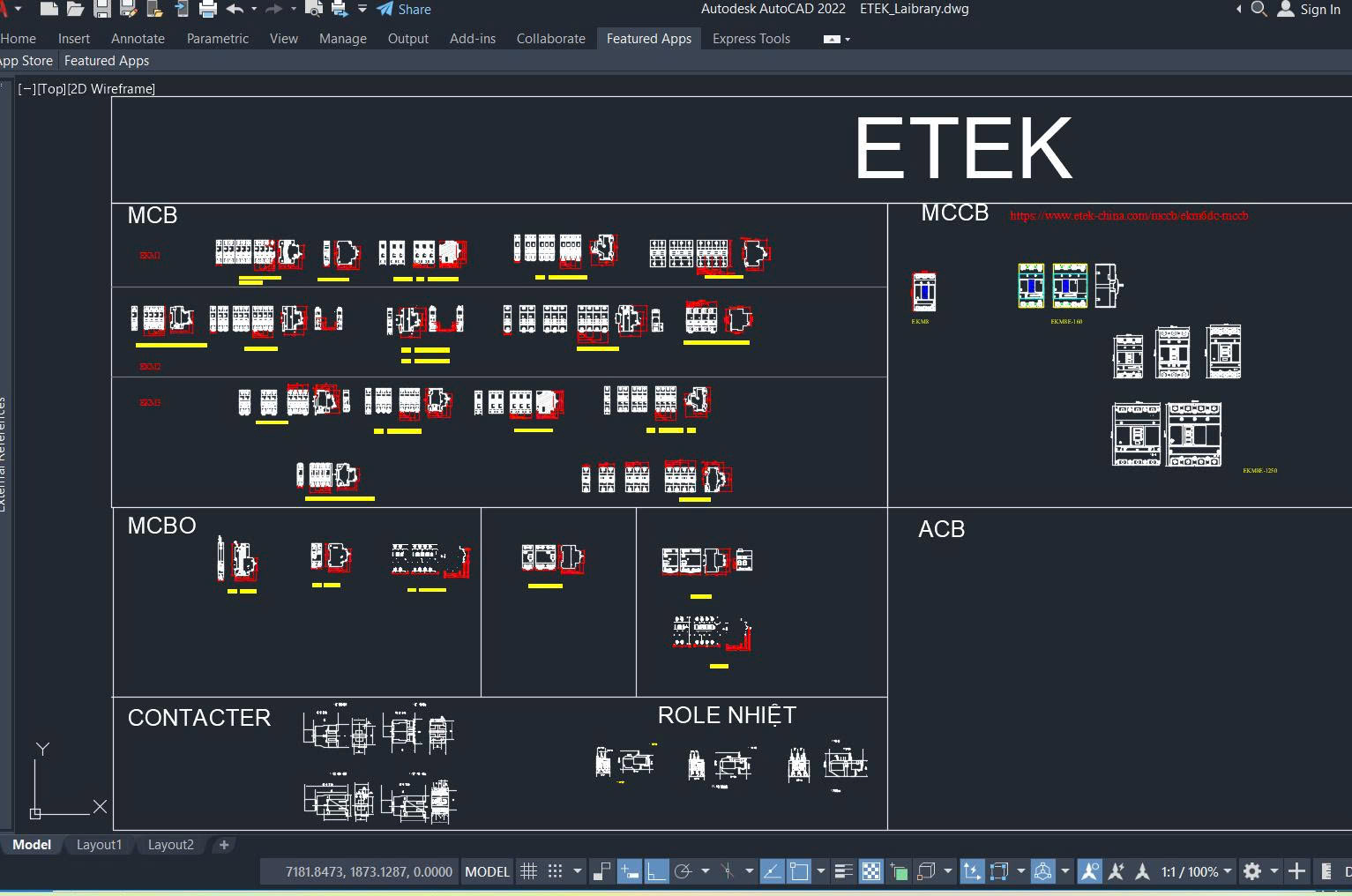 13. Thư Viện AutoCAD Thiết Bị Điện Hãng ETEK - CB,RCBO,MCB,MCCB,PLC,CONTACTER,ROLE NHIỆT