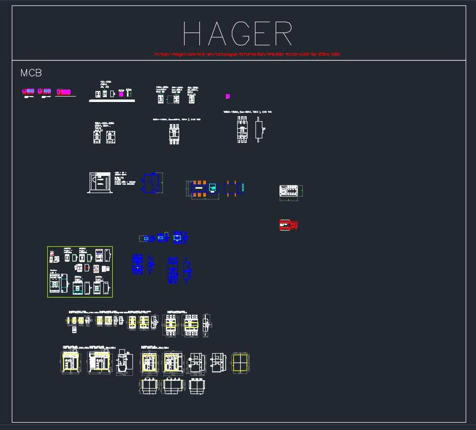 14. Thư Viện AutoCAD Thiết Bị Điện Hãng HAGER - MCB,MCCB