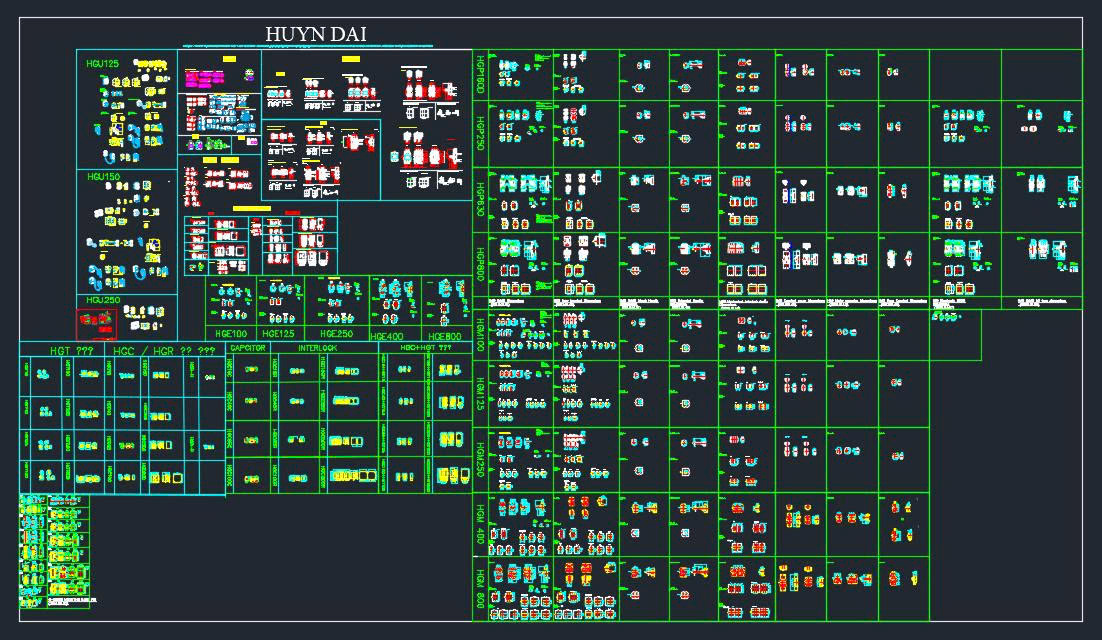 10. Thư Viện AutoCAD Thiết Bị Điện Hãng HYUNDAI - CB,RCBO,MCB,MCCB,CONTACTER,ROLE NHIỆT