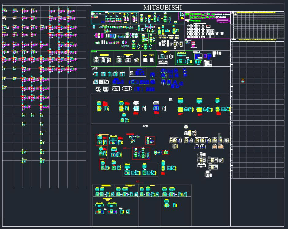 6. Thư Viện AutoCAD Thiết Bị  Hãng MITSUBISHI - CB,RCBO,MCB,MCCB,PLC,CONTACTER,BIẾN TẦN